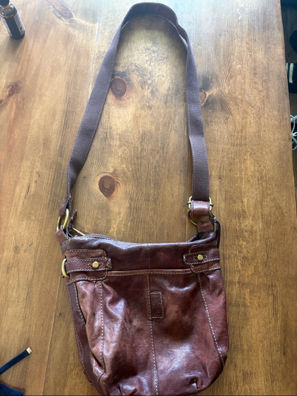 Fossil Brown Leather Crossbody Bag